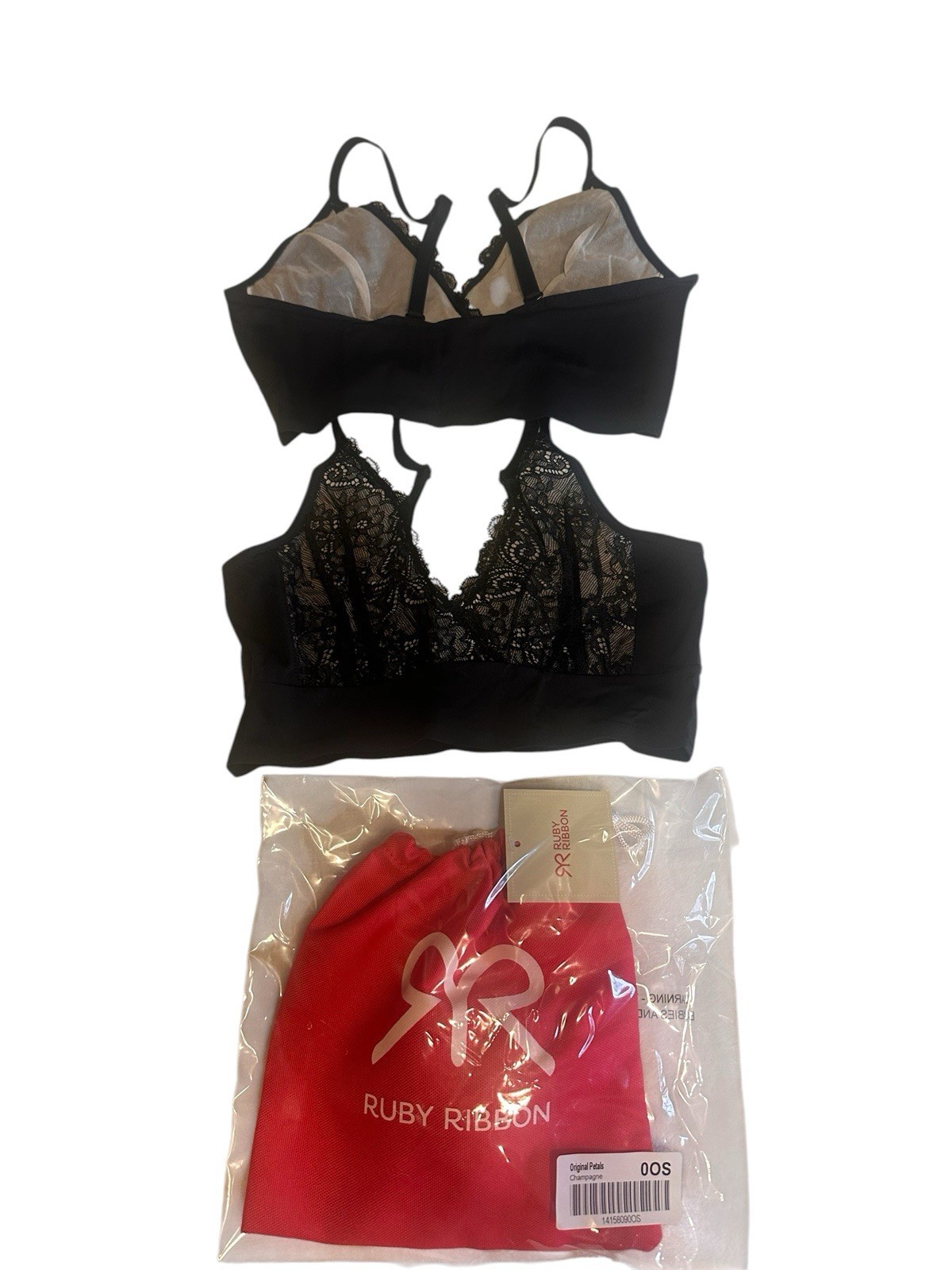 RUBY RIBBON LACE SECOND SKIN DEMIETTE #1776~ Set Of 2~ 1 Set Of Free Petals Sz32
