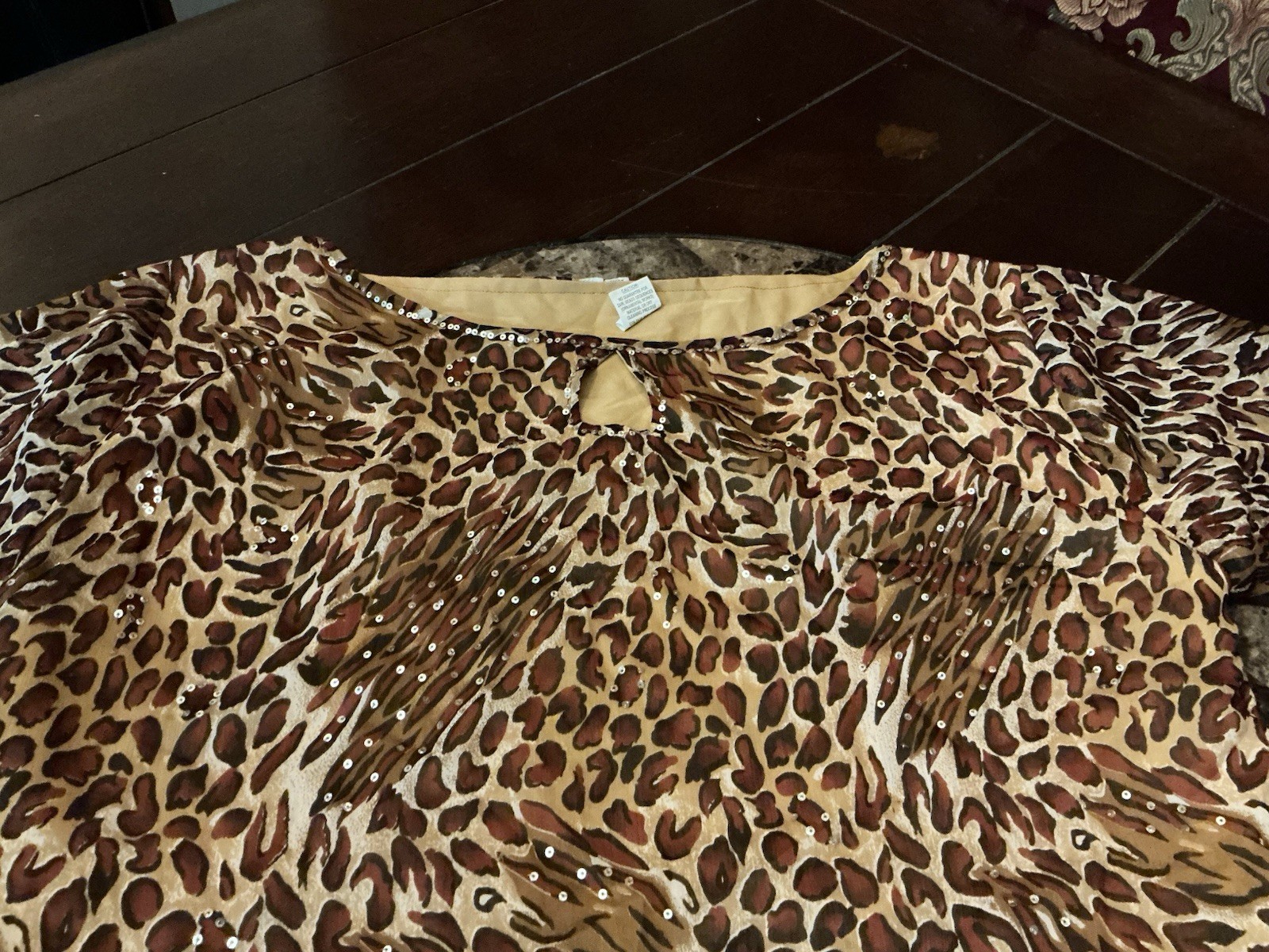 Polyester Chiffon Leopard Cheetah Indian Kurta Kurti Top, 28” Long, 48” Bust,
