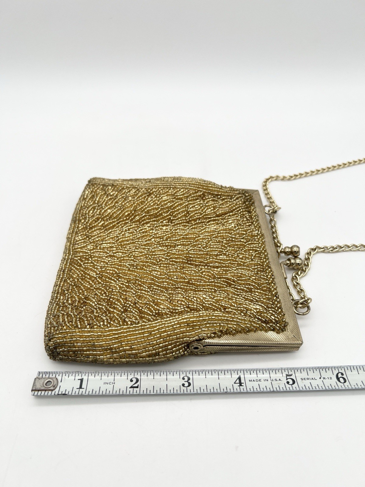 Vintage Walborg Gold Beaded Evening Purse Hong Kong Cocktail Handbag