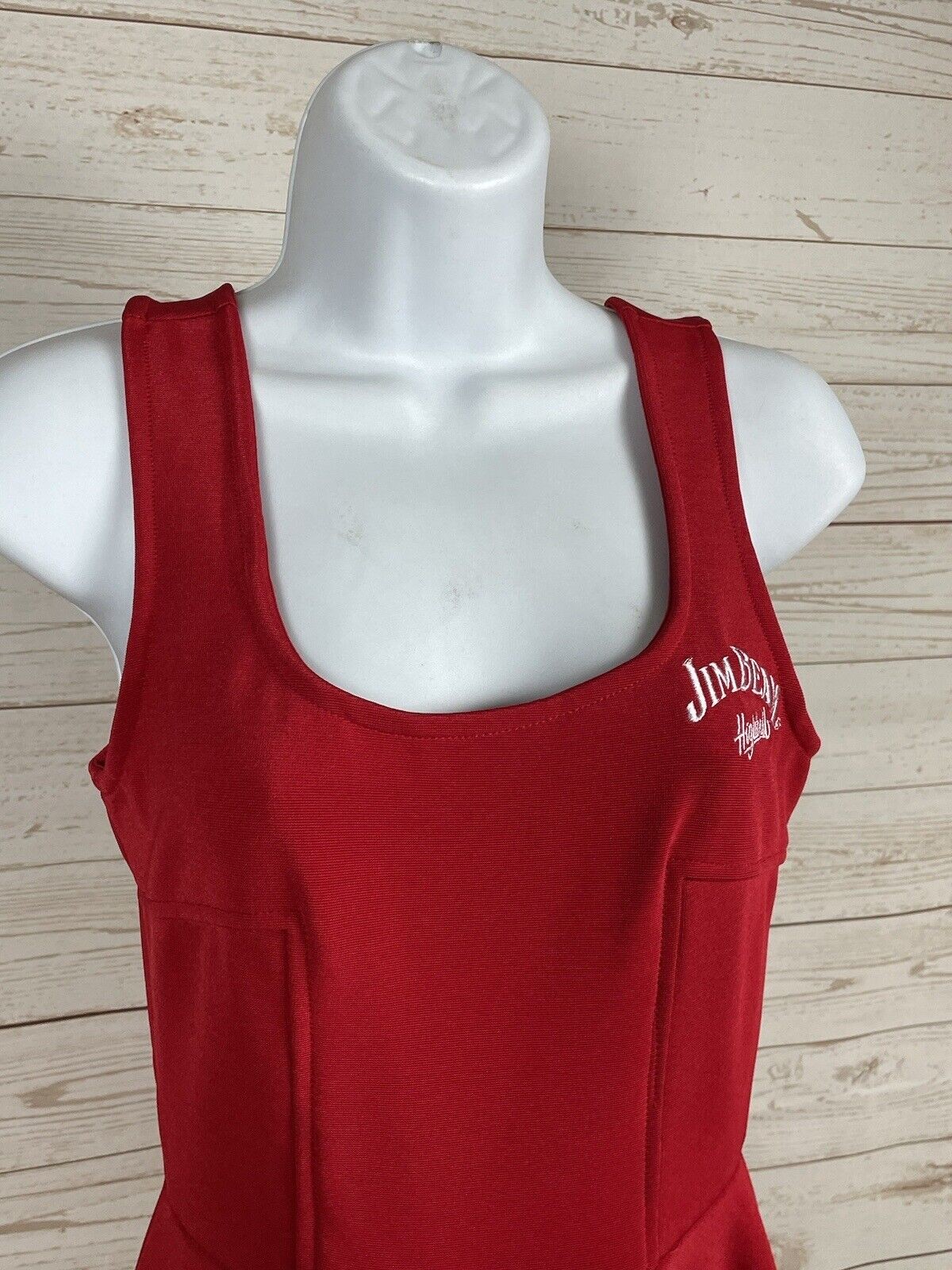 Jim Beam High Ball Cocktail Waitress Dress Womens Large Red Bartender New ST181