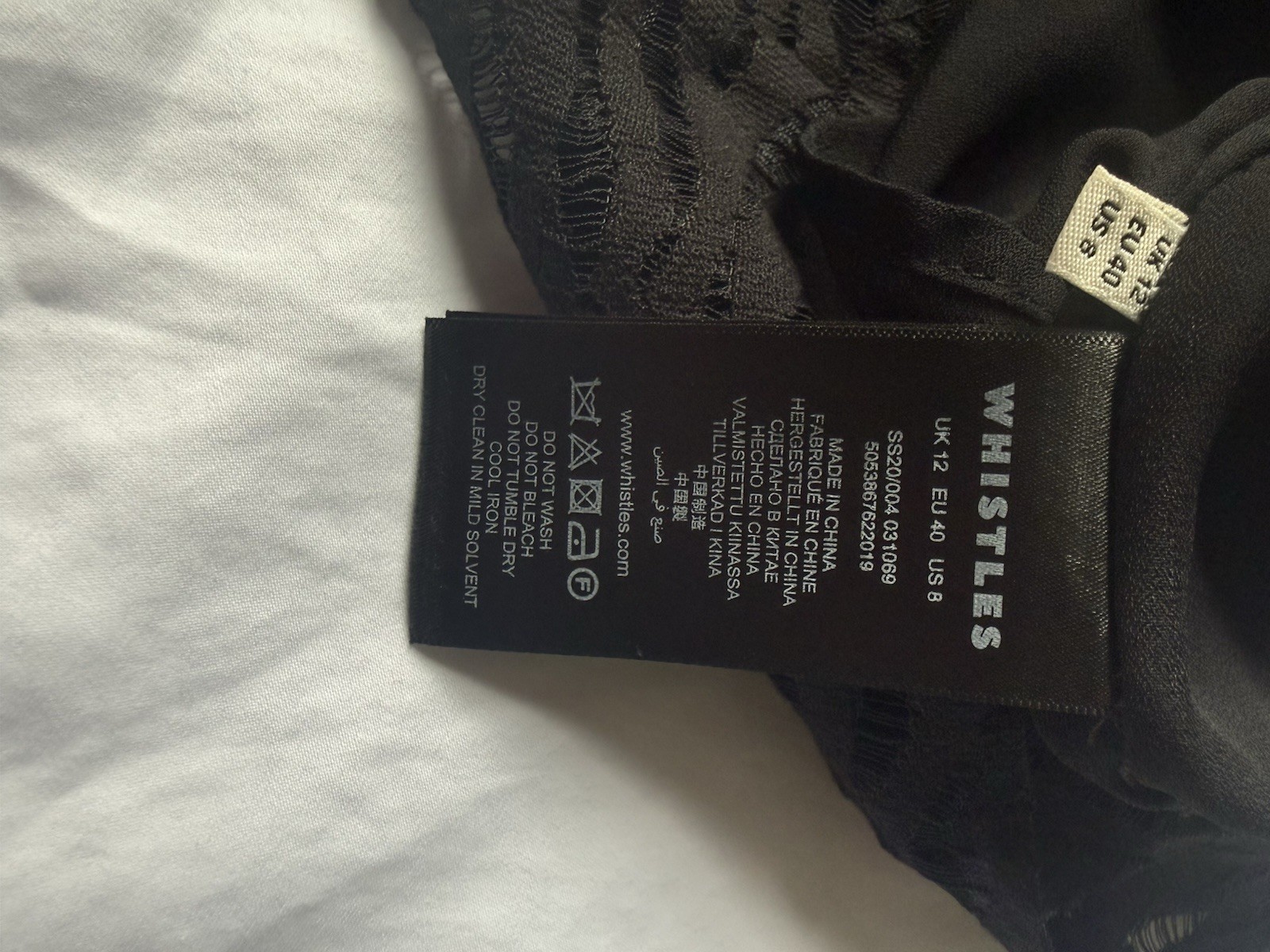 Whistles Black Animal Lace Mini Dress UK 12 NWOT Cocktail Party LBD