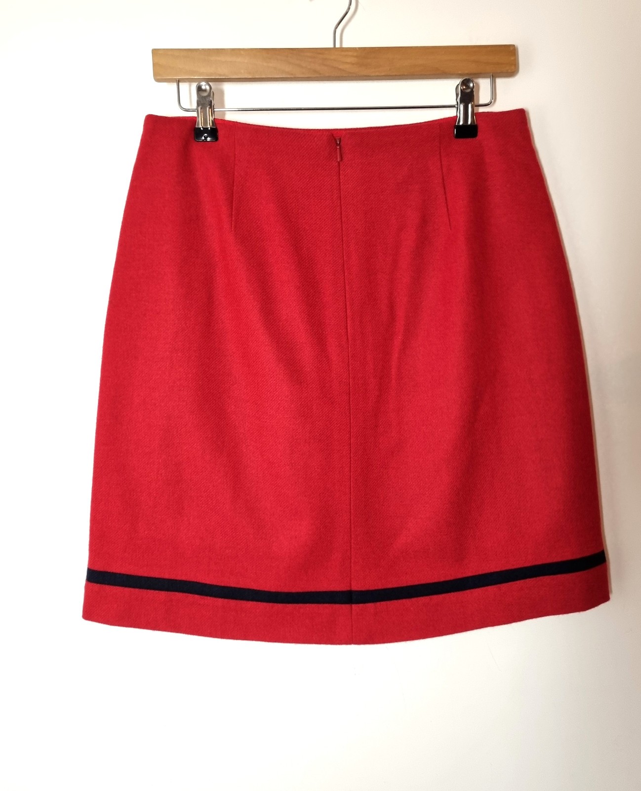Hobbs Mini Skirt Size 10 Waist 28 in Red Gold Buttons Military