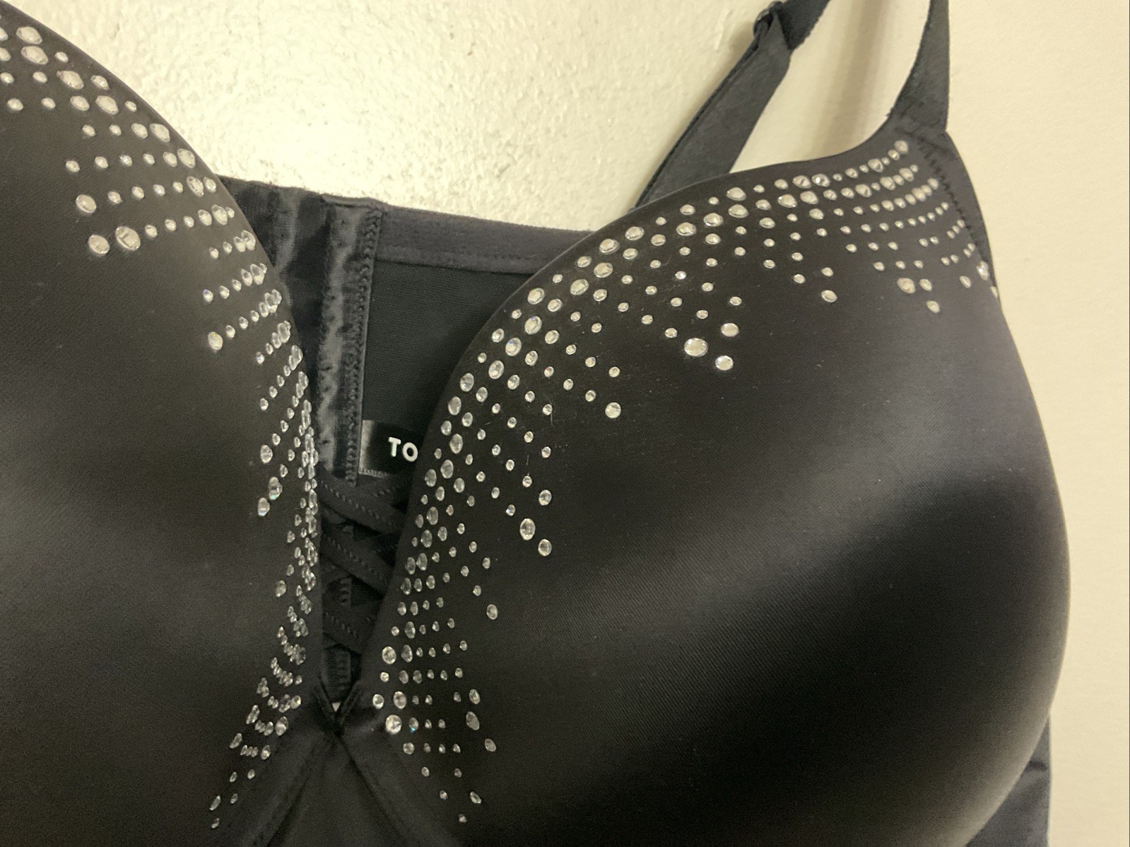 Womens Torrid XO Plunge Push-Up Bra Diamante rhinestone Black Size 50 B