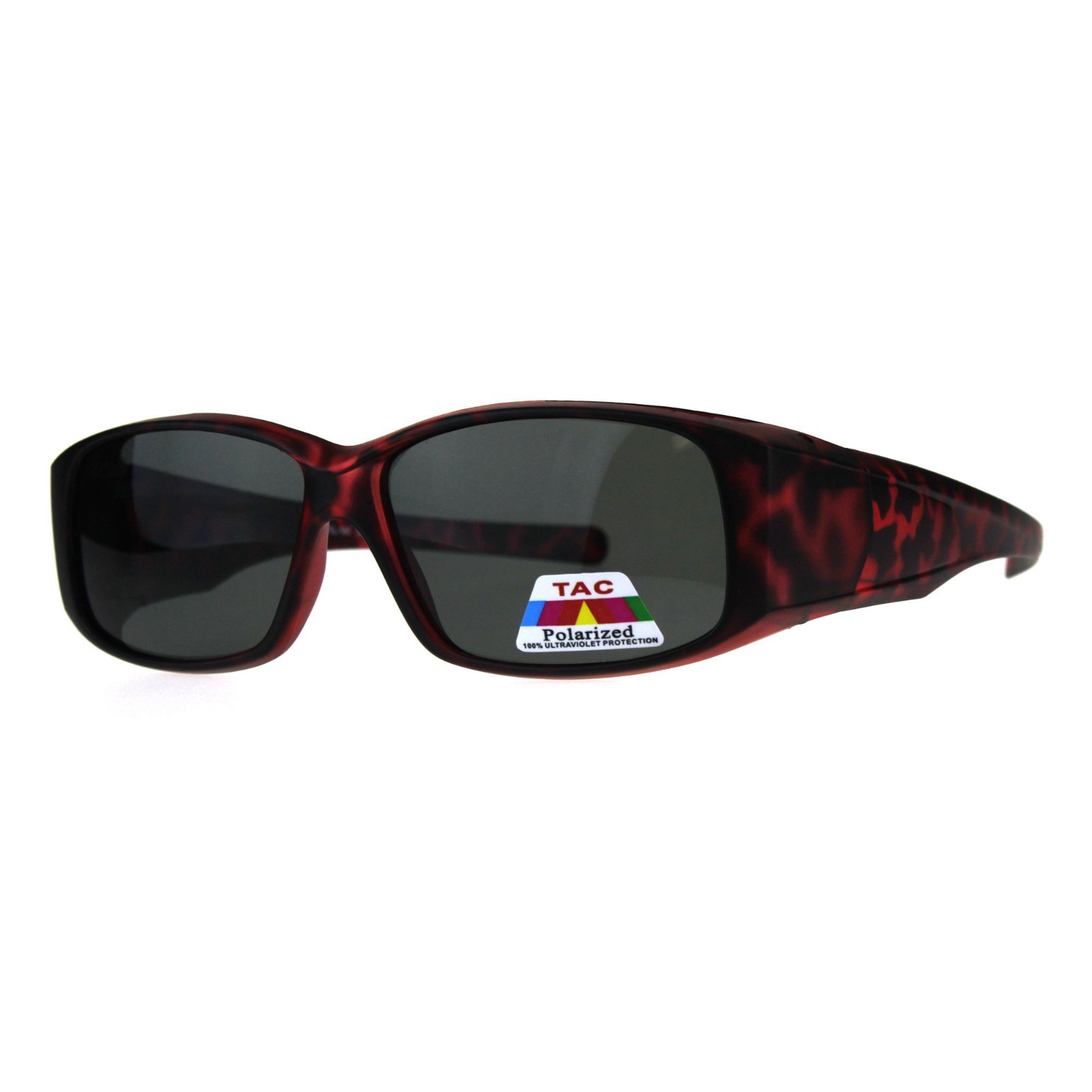TAC Polarized Lens Fit Over Sunglasses OTG Rectangular Anti-Glare Matte Tort