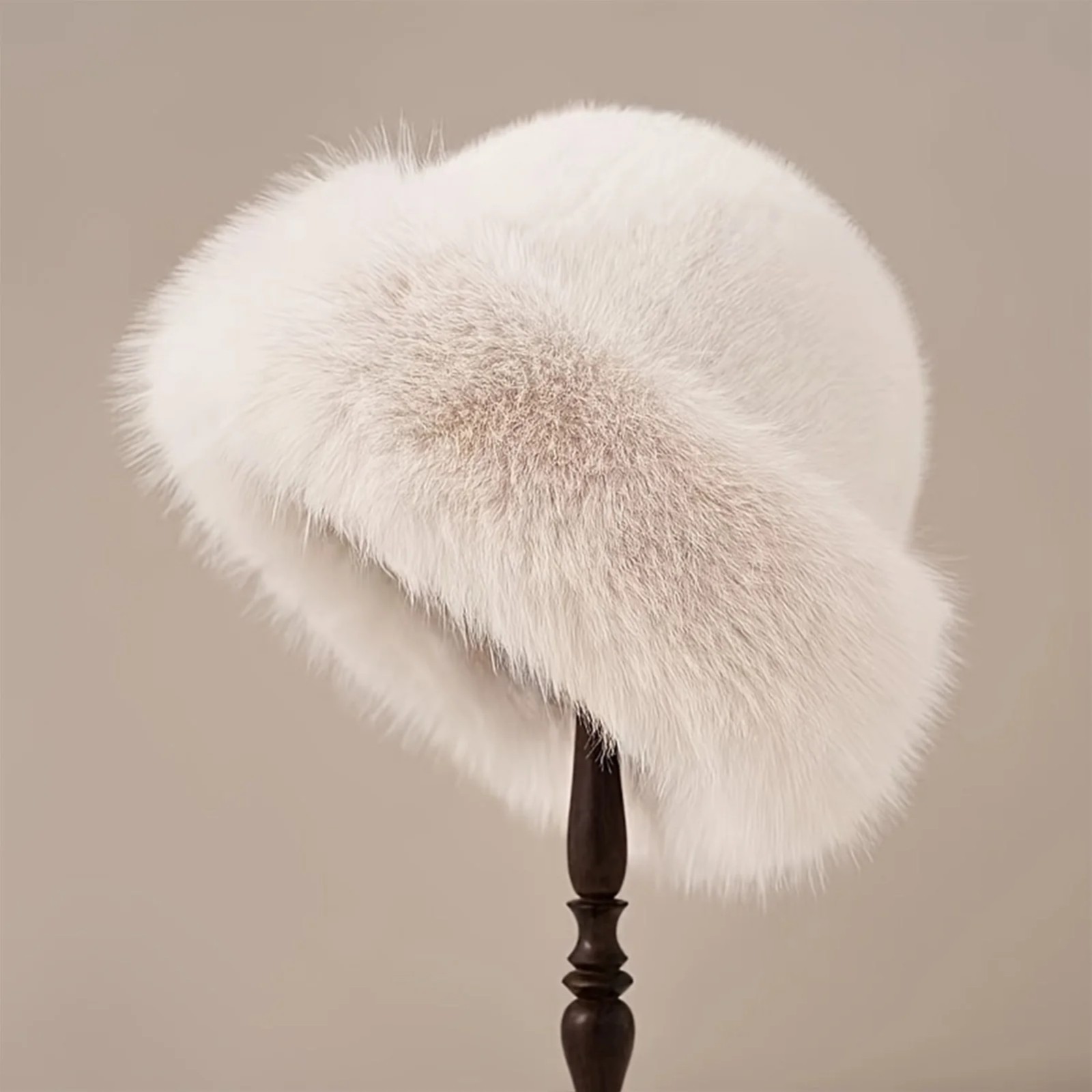 Thicken Plush Warm Fur Hat Fluffy Beanie Warm Thick Hat Mongolian Caps for Casua