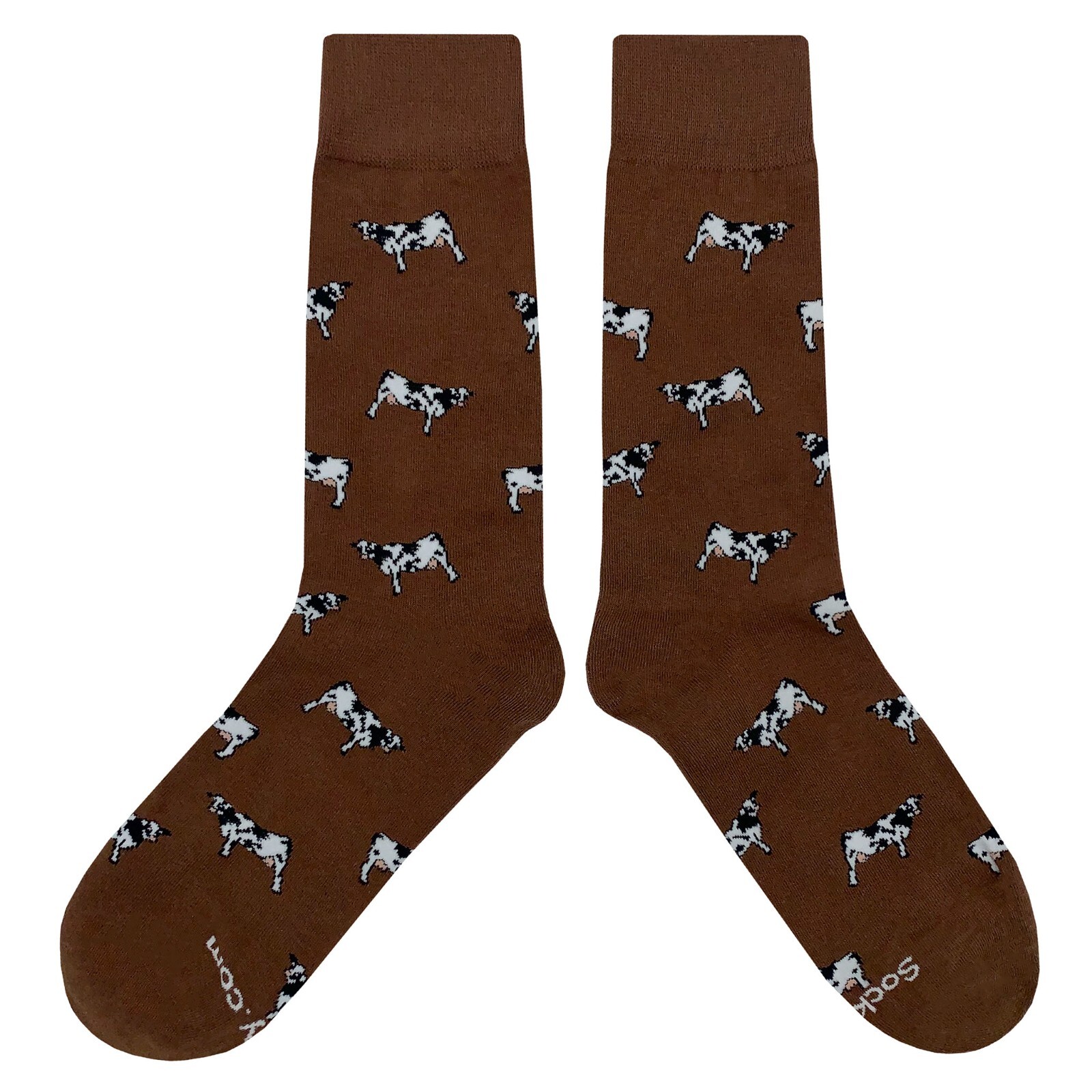 NWT Cow Frenzy Dress Socks Novelty Men 8-12 Brown Crazy Fun Sockfly