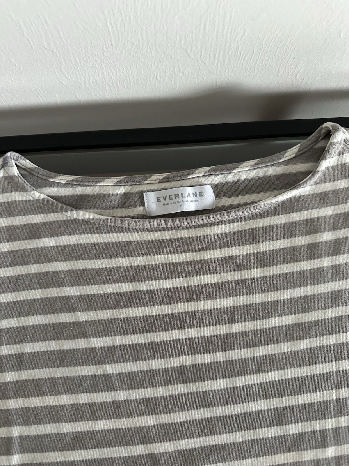 Everlane Gray Striped 100% Cotton Long Sleeve Shirt Top Size S