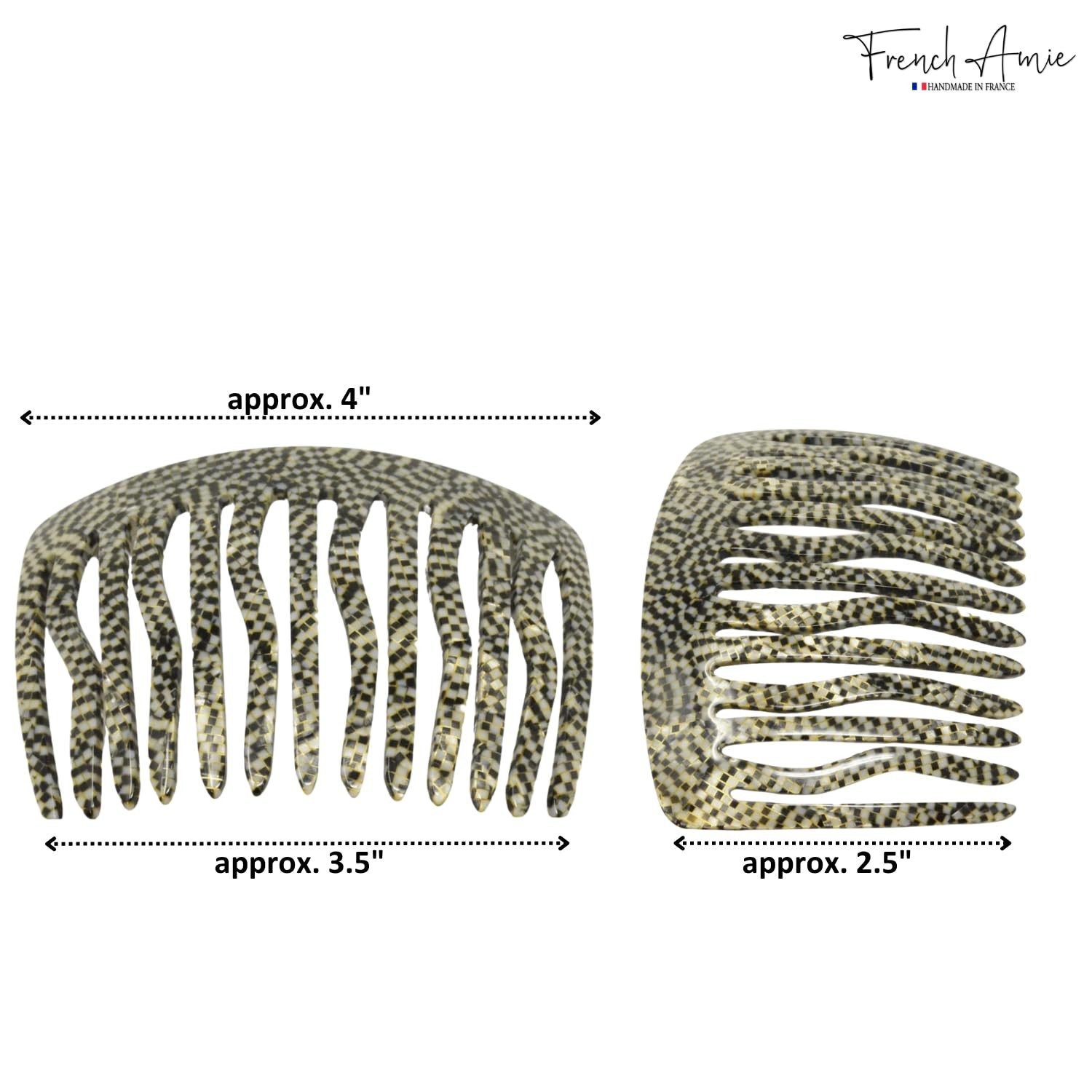 French Amie Fab 13 Teeth Medium Handmade Celluloid Side Hair Comb for Women