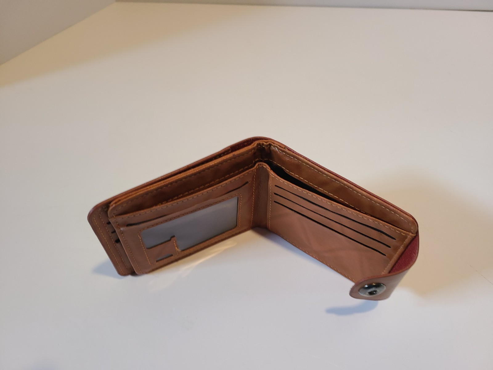 Mens Novelty $100 Bill Wallet Tan Faux Leather Bi Fold Snap Closure