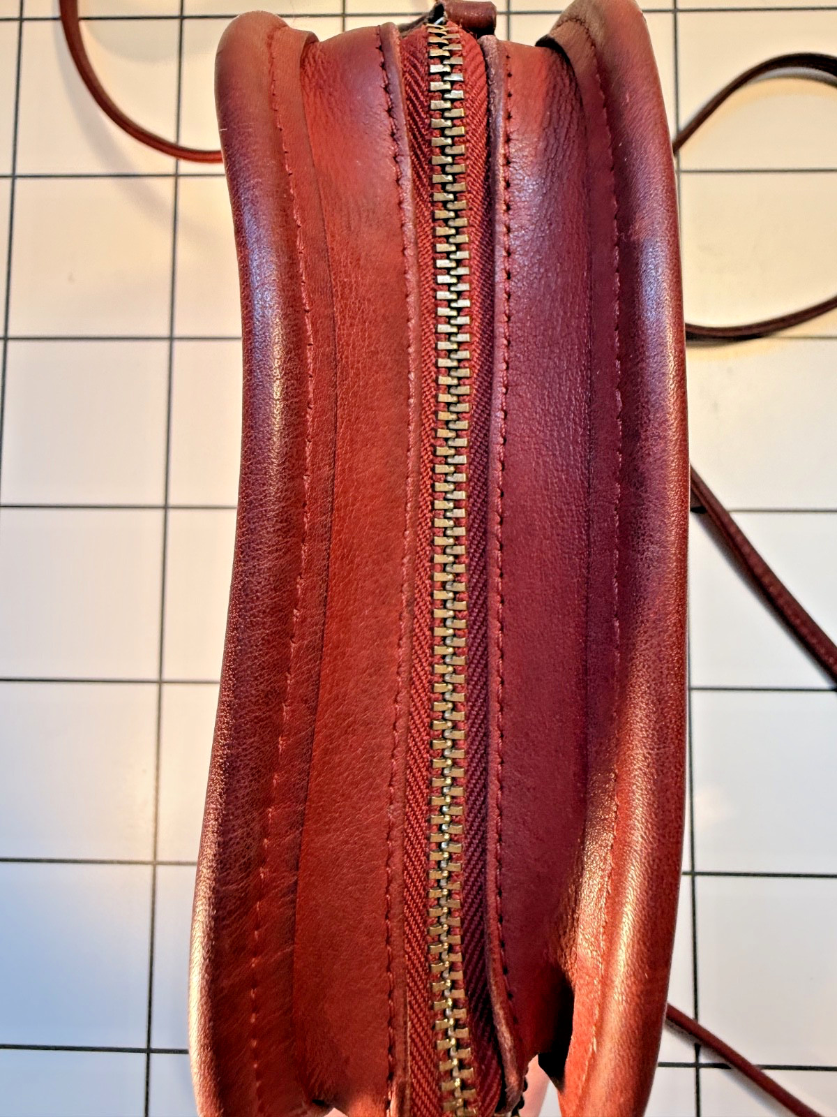 Vintage Coach 9017 Abbie Zip crossbody bag red leather 1997 – evening bag/clutch