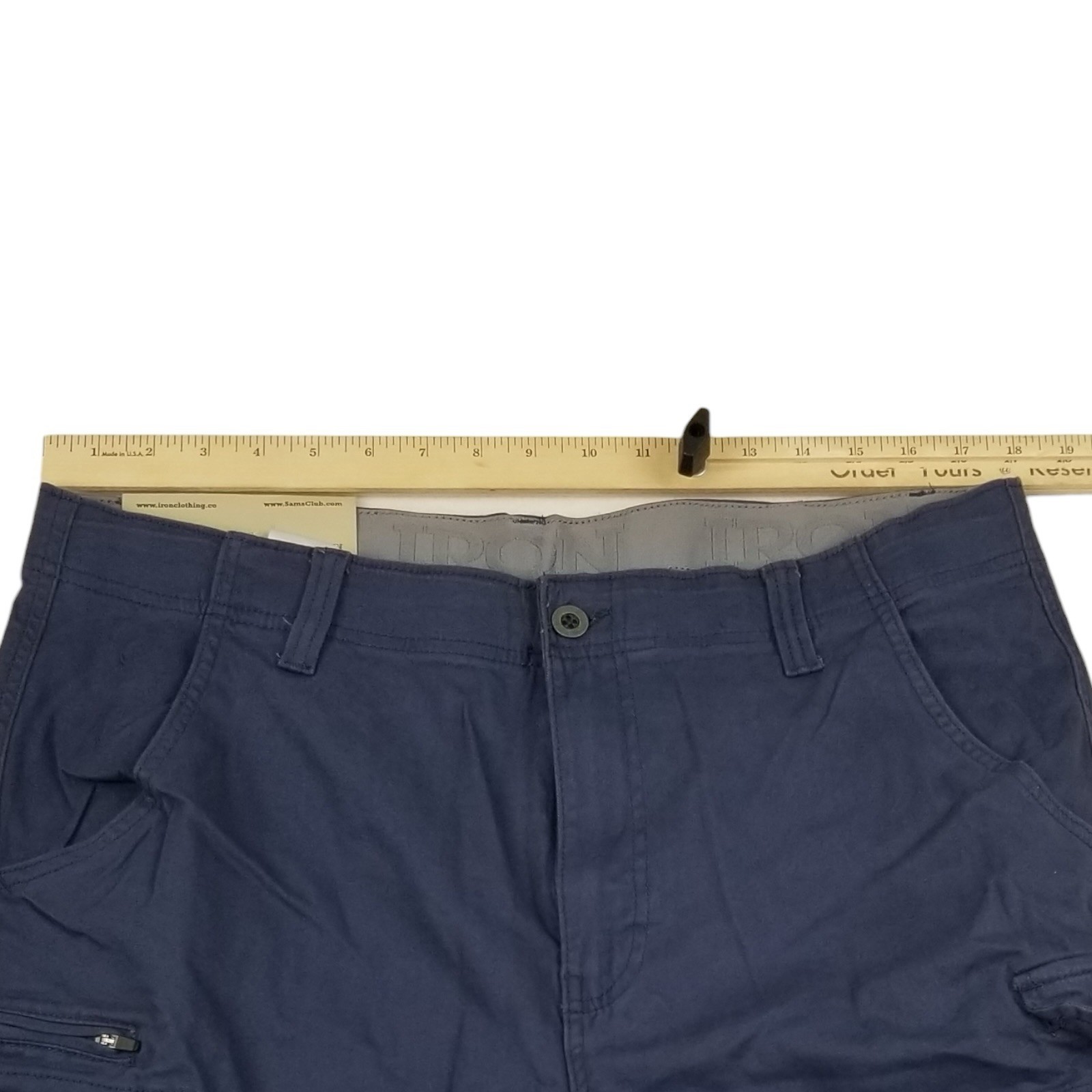 Iron Co. Men’s Comfort Waistband Regular Fit Stretch Cargo Short Navy SZ 36