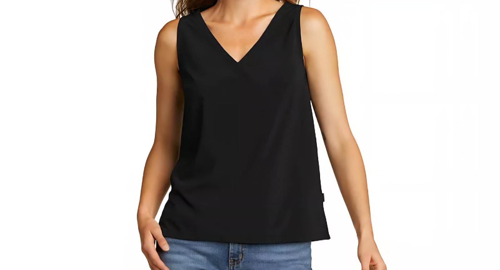 Eddie Bauer Black Solid V-Neck Sleeveless Pullover Tank Camisole Plus 2XL NWT