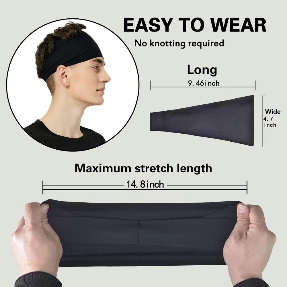 5 Pack Sports Headbands for Men & Women, Moisture Wicking Workout Sweatbands US
