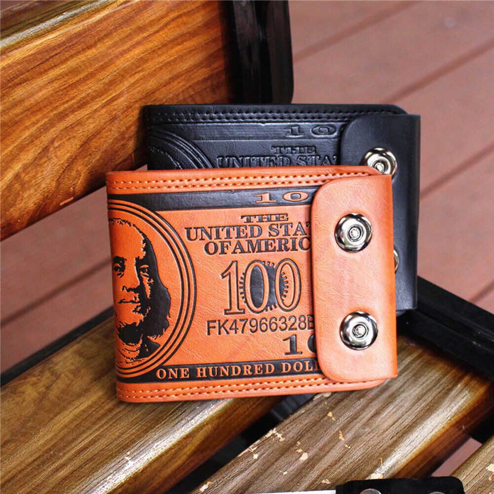 Mens 100 Dollar Wallet Bill Money Billfold Safe Purse with Magnetic Buckle Gifts