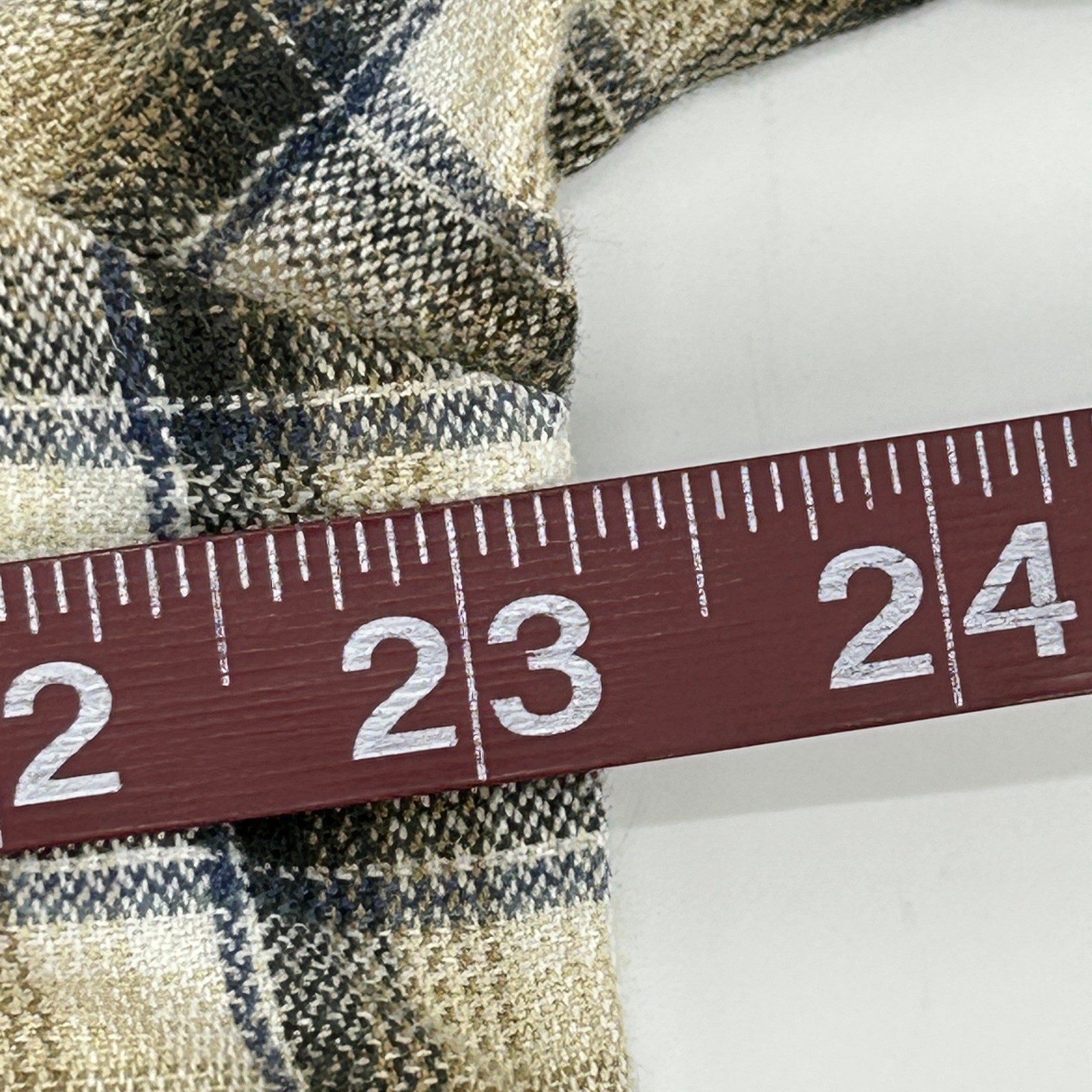 J. Crew Oarsman Shirt Men’s Large Beige White Plaid Long Sleeve Button Up