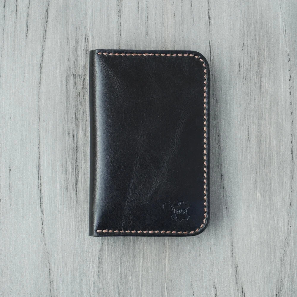 Vertical bifold Pure Leather Handmade wallet (Prince Black)