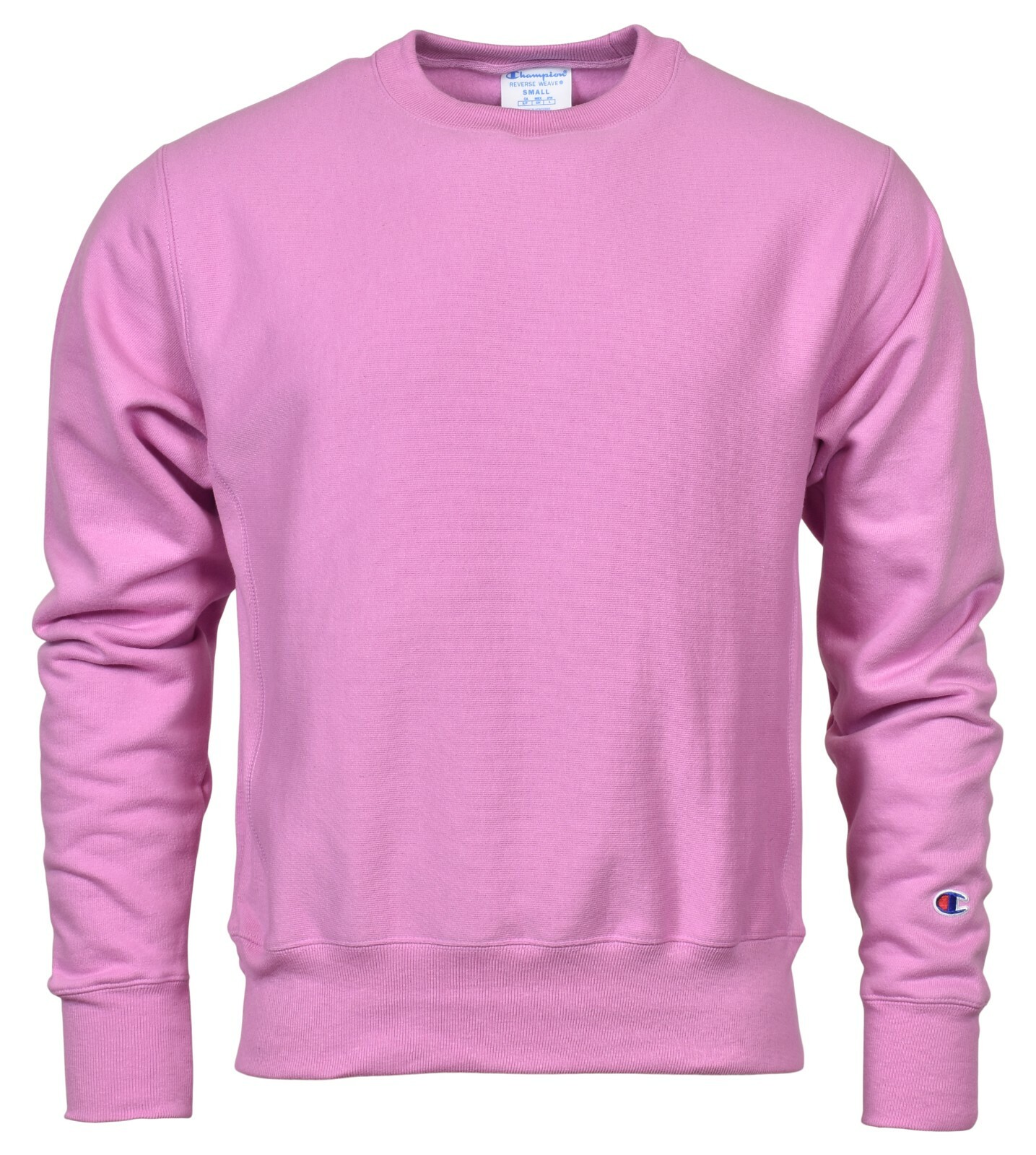 Champion Men’s Crew, Sleeve Logo – Pink – Small