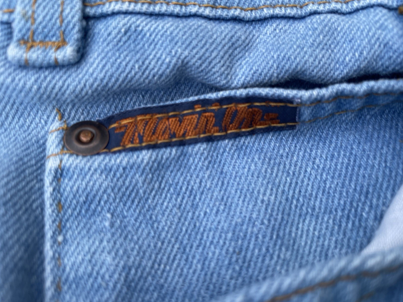 Vintage 1970s Levis Orange Tab Western Cowboy Movin On Jeans Light Wash USA Made