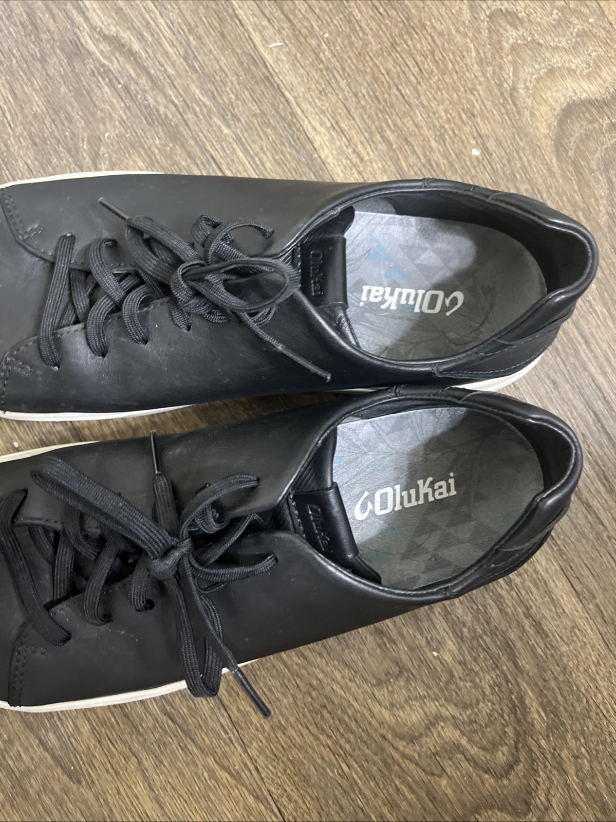 OluKai Lae‘ahi Lī ‘Ili EUC Waterproof Leather Sneakers Black Men’s 9.5 EUR 42.5