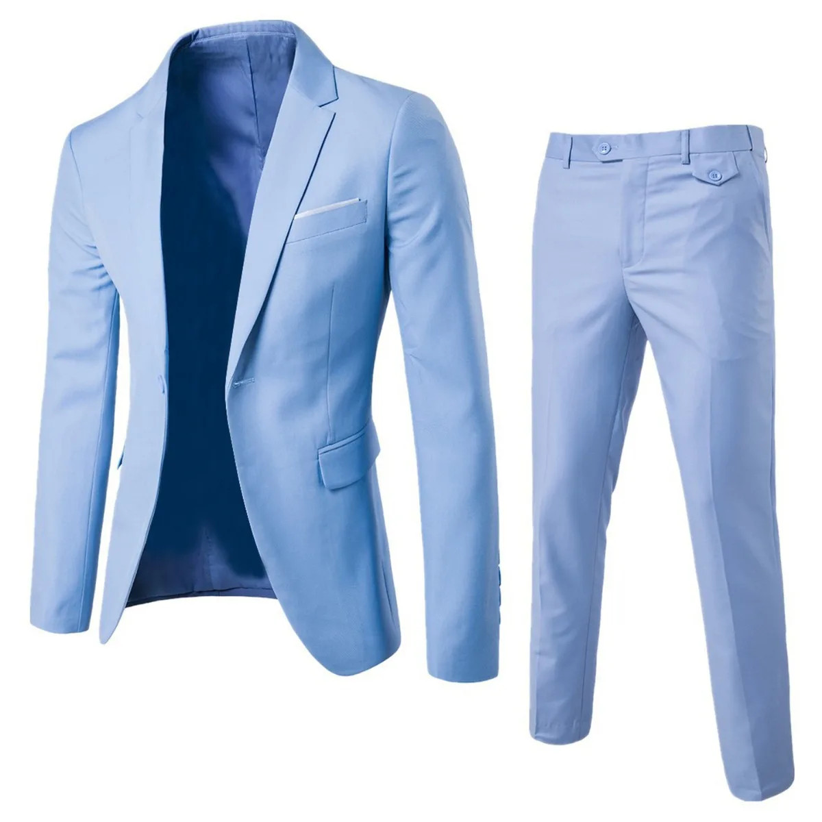 Men’s Korean Version Four Seasons New Fashion Solid Color Single Button Suit