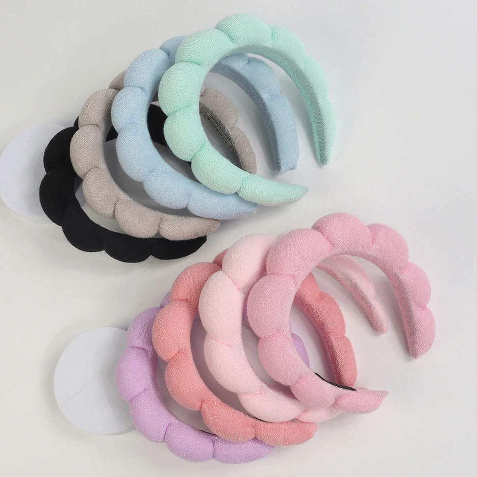 3pcs Microfiber Wristbands & Puffy Spa Headband Set for Face Washing – NEW