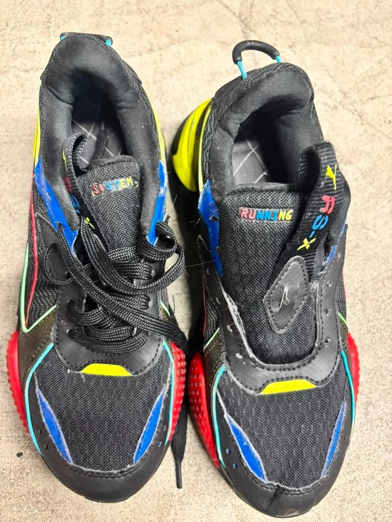 PUMA RS-X Toys Black Multicolor Mesh Running Sneakers Shoes Kids Size 5.5 (A1)