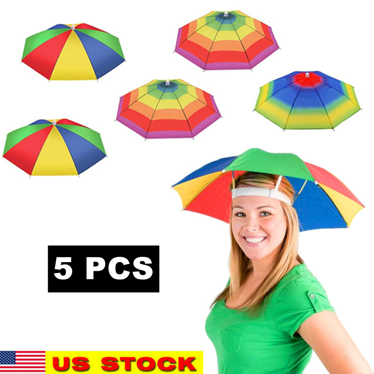 5x Outdoor Foldable Sun Umbrella Hat Golf Fishing Camping Headwear Cap Head Hat