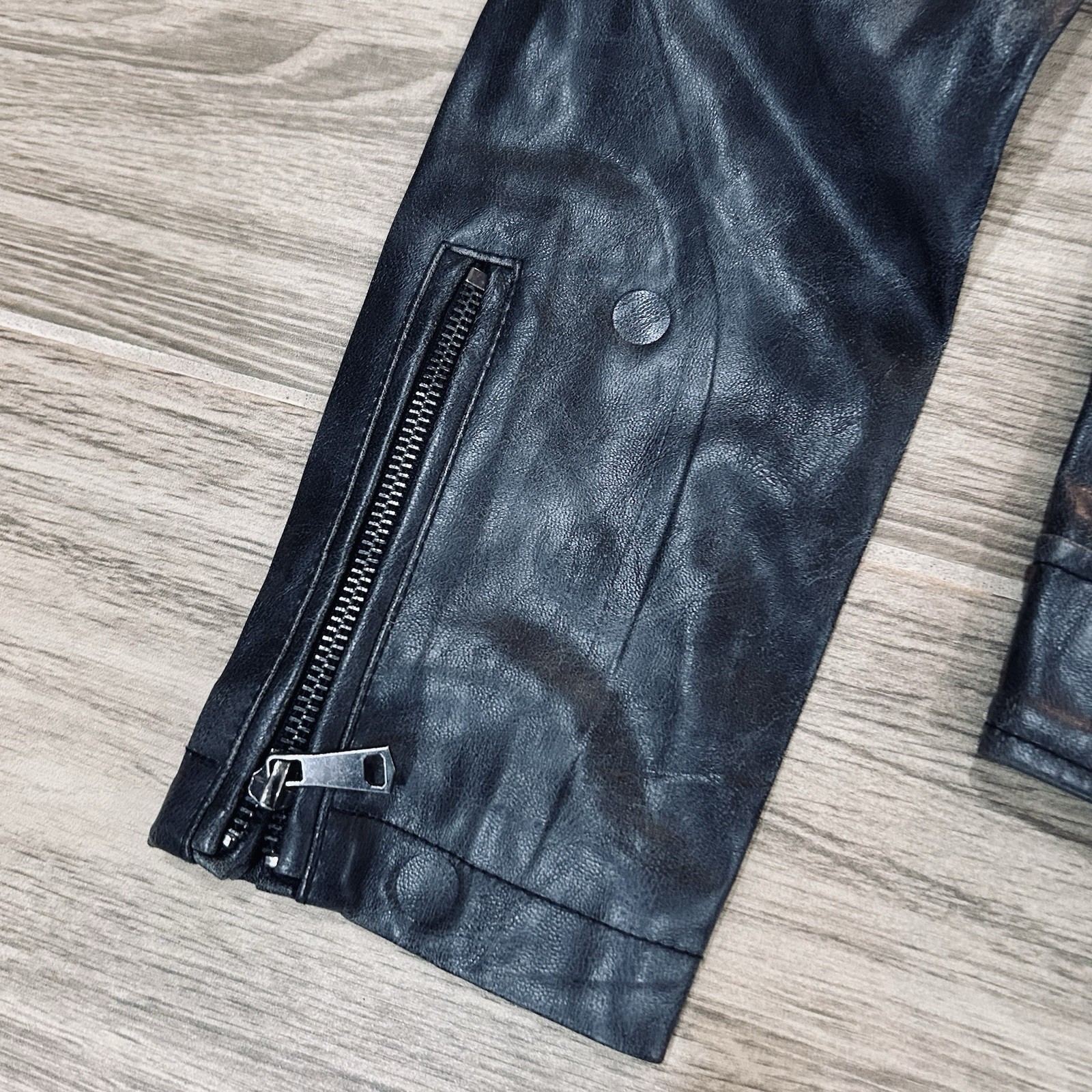 7 for All Mankind Black Vegan Faux Leather Moto Jacket Women’s Size Small