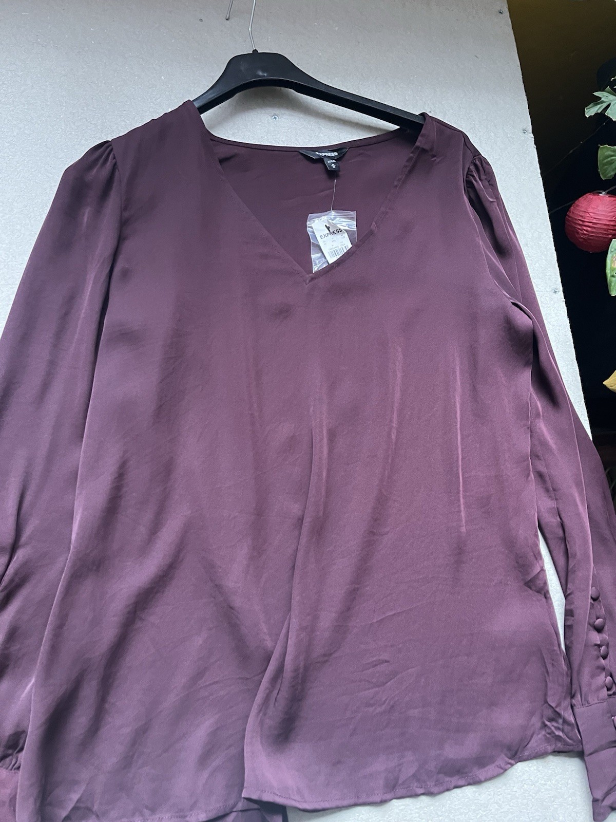 Express blouse deep purple satin fabric delicate button detailing Medium -F1