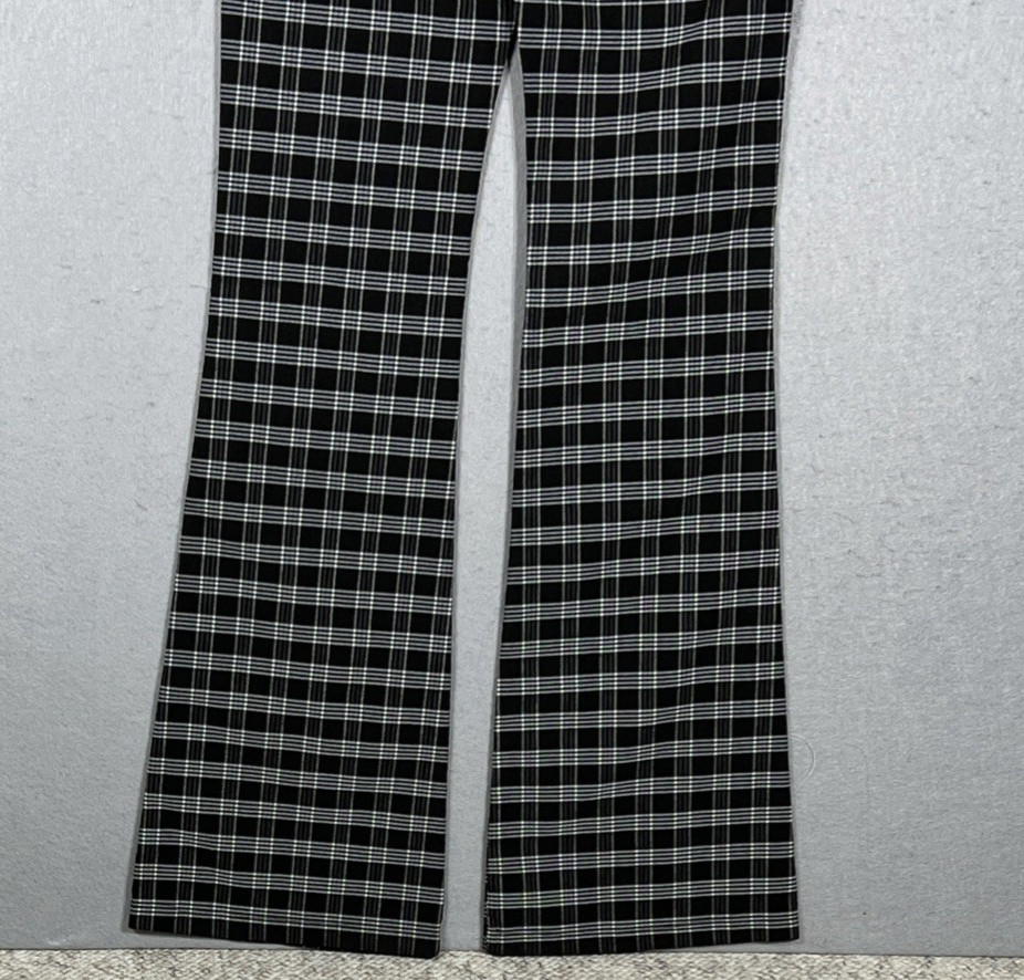 Sugar Rain Plaid Flare Pants Black White Checkered Pattern size L (W30 x L33.5)
