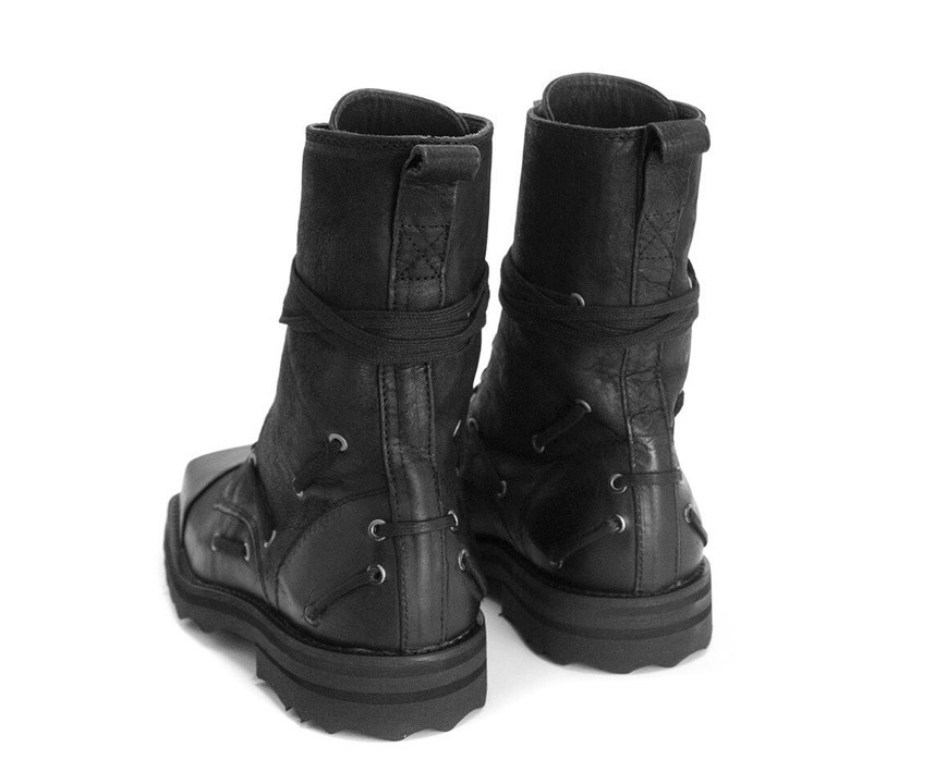 Fluevog NEARLY NEW Carlton MK1 Donohue black lace-up boot w/ lace detail W8/M6