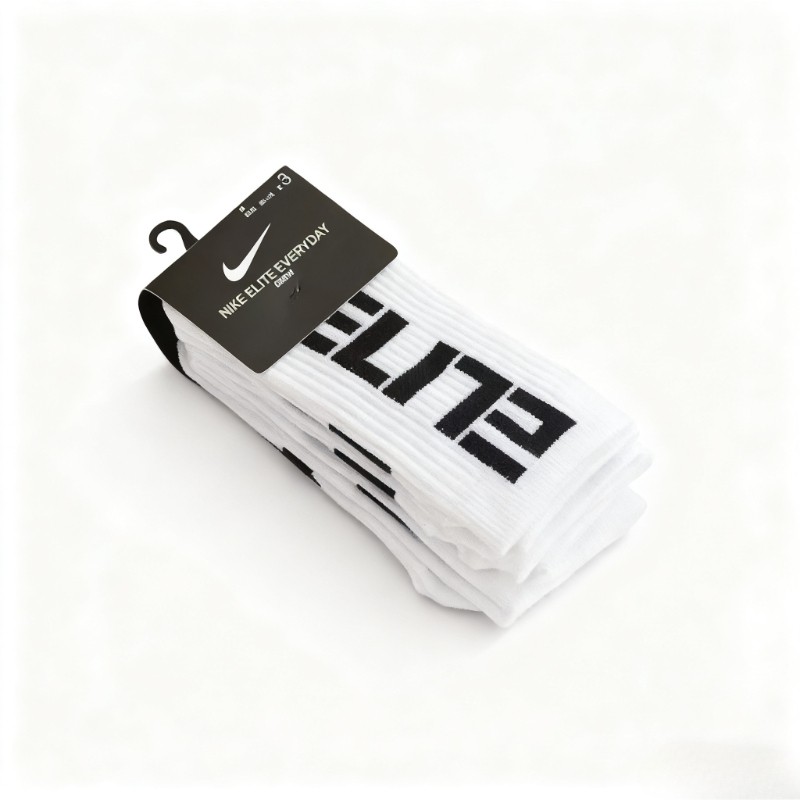 3 Pair ELITE EVERYDAY CUSHIONED CREW SOCKS Unisex White Size M