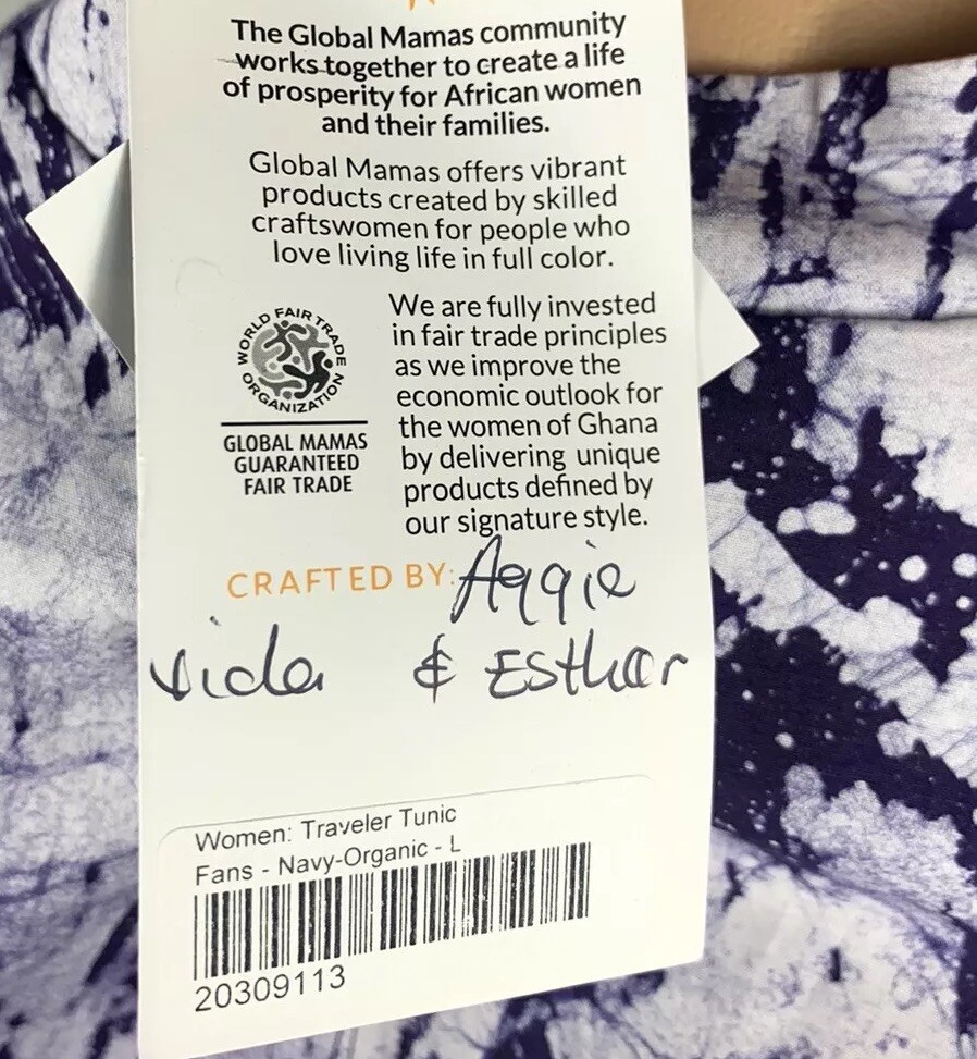 Global Mamas Organic Fair Trade Cotton Tye Die Purple White VNeck Top Size Large