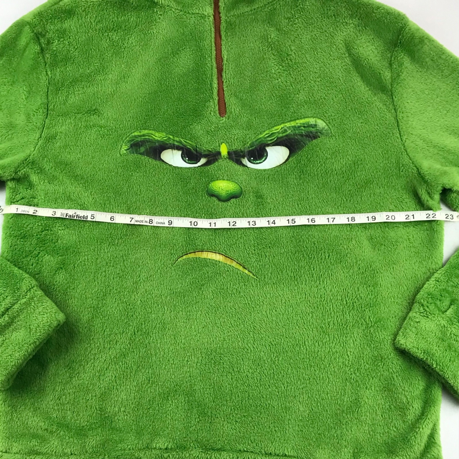 Dr Seuss The Grinch Unisex Green Faux Shearling Zipper Pullover Christmas Large