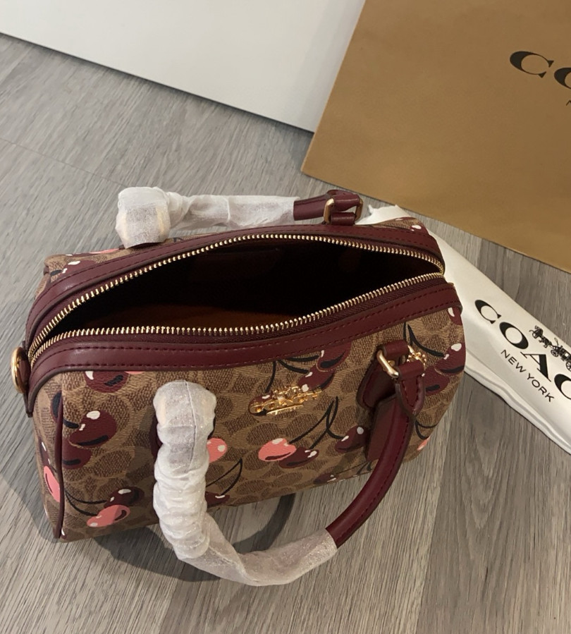 NWT Coach Rowan Satchel Bag In Signature Canvas With Cherry Print CY692