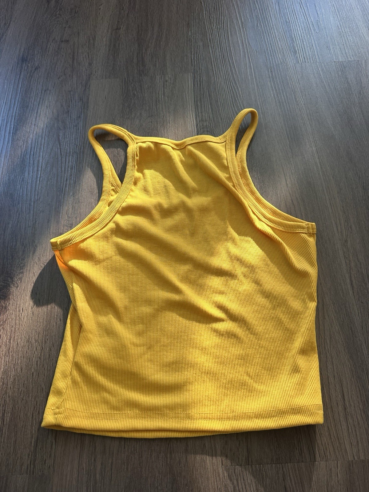 SHEIN Yellow Ribbed Knit Scoop Neck Racerback Tank Top Women’s Size S