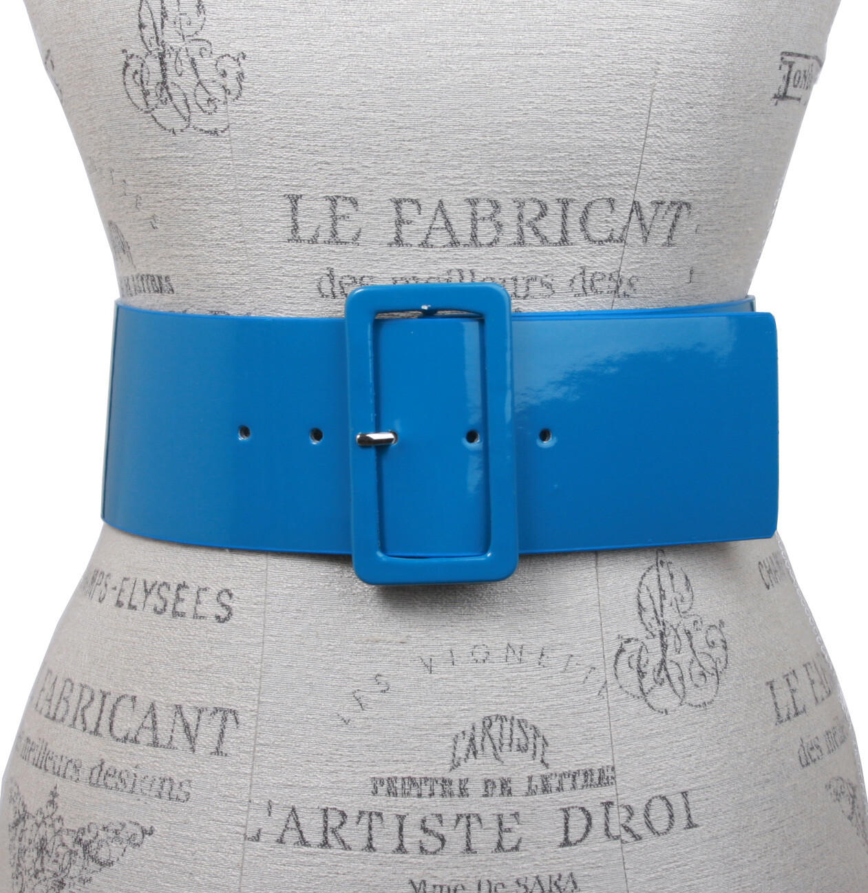 Ladies High Waist Patent Leather Wide Fashion Square Belt