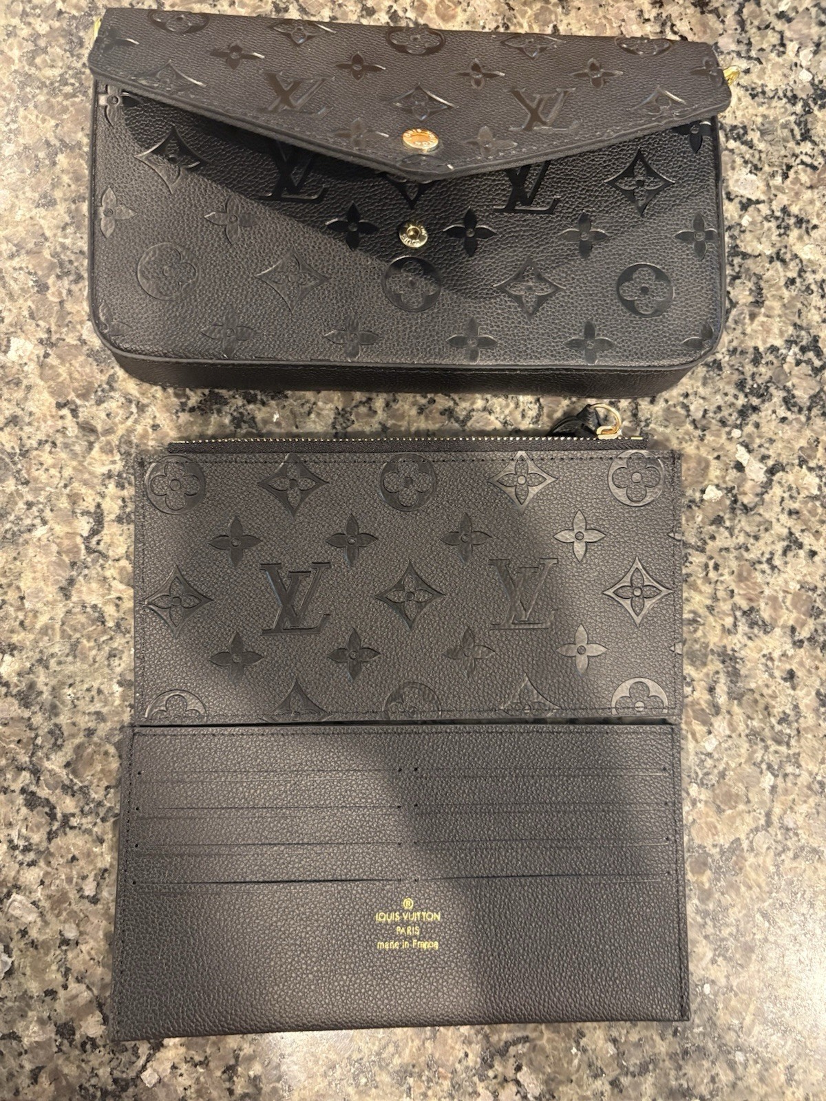 Louis Vuitton Twist Chain Wallet Monogram Empreinte Black Gold w/ Box