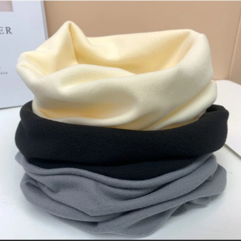 Pure Wool Knitted Ring Scarf Elegant Neckerscarf Female Soft Warm Cashmere False