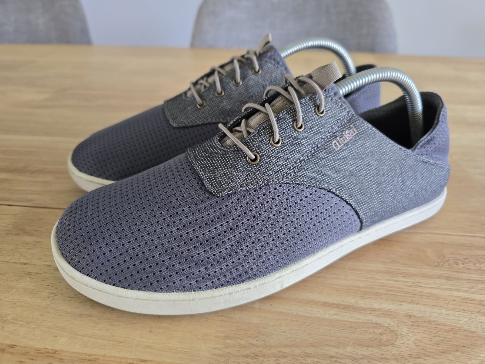 Olukai Nohea Moku NoTie Laces Casual Slip-On Sneakers Gray Mesh Mens 9