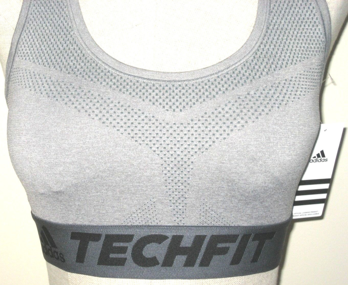 Adidas Women’s Techfit Primeknit sports bra Gray Heather Black NWT Free Ship