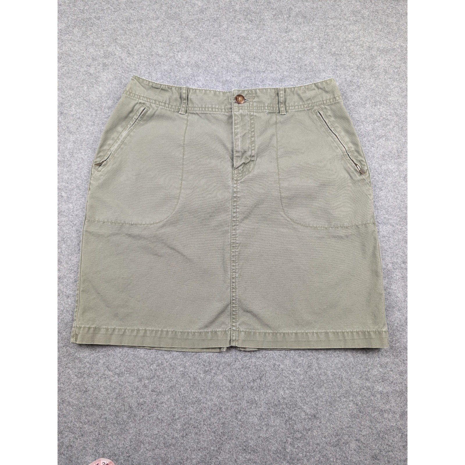 Eddie Bauer Womens Olive Green Canvas Utility Mini Skirt Outdoor Casual