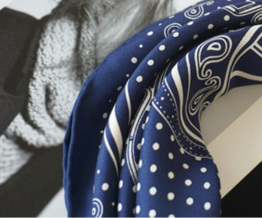 100% twill Silk 20″ Square Scarf Women man neckerchief Wrap dot blue navy