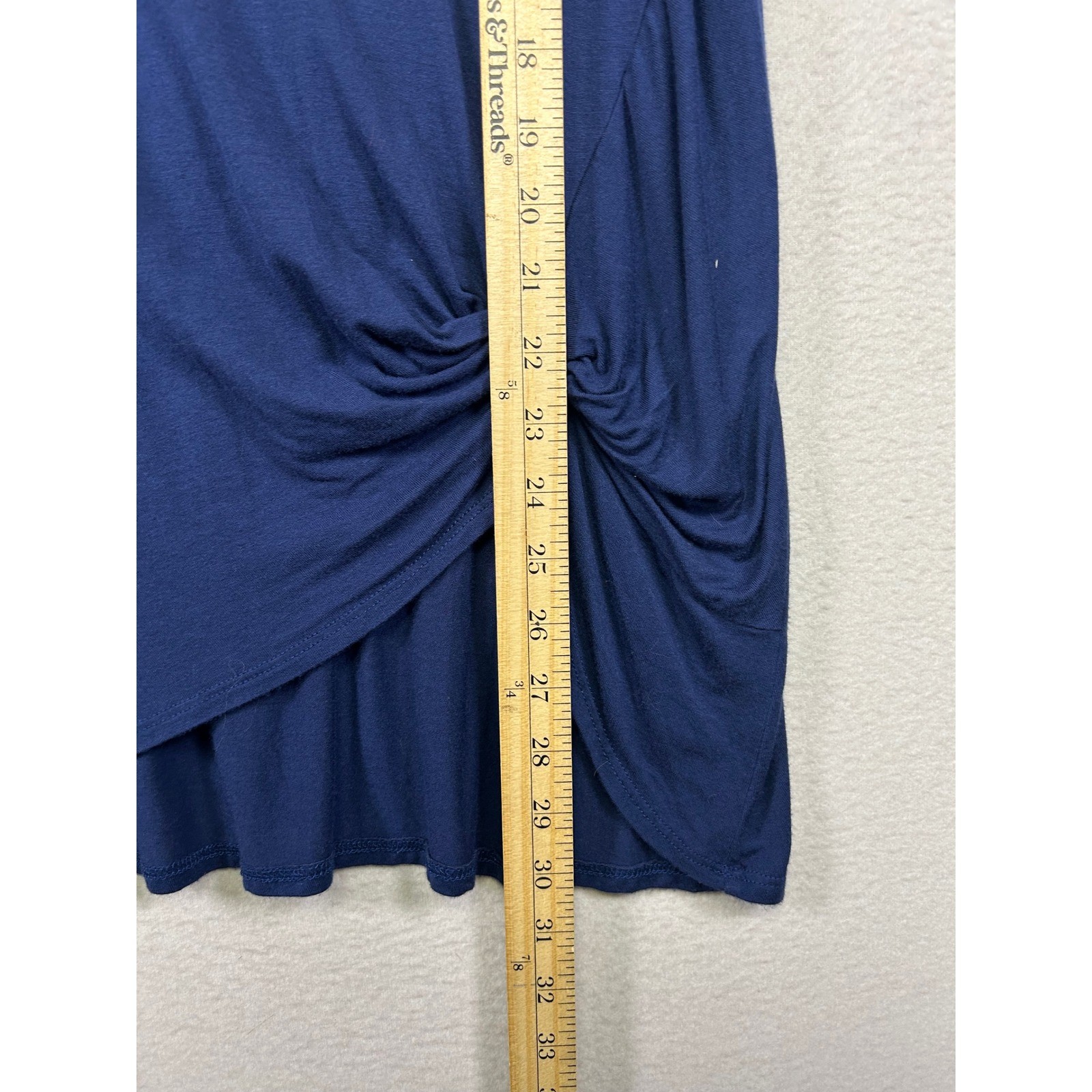 Minimalist Azules Women M Navy Blue Side Knot Asymmetrical Tunic Top ATP-2298 RS