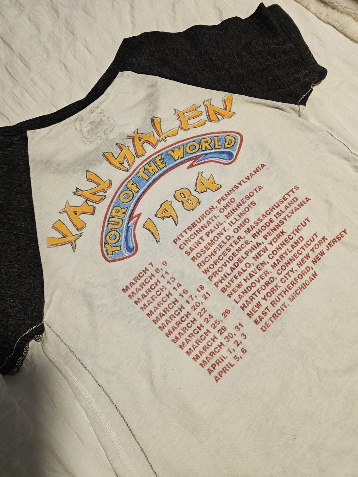 Vintage 1984 Van Halen World Tour T-Shirt Medium, With Tour Dates, Super RARE!
