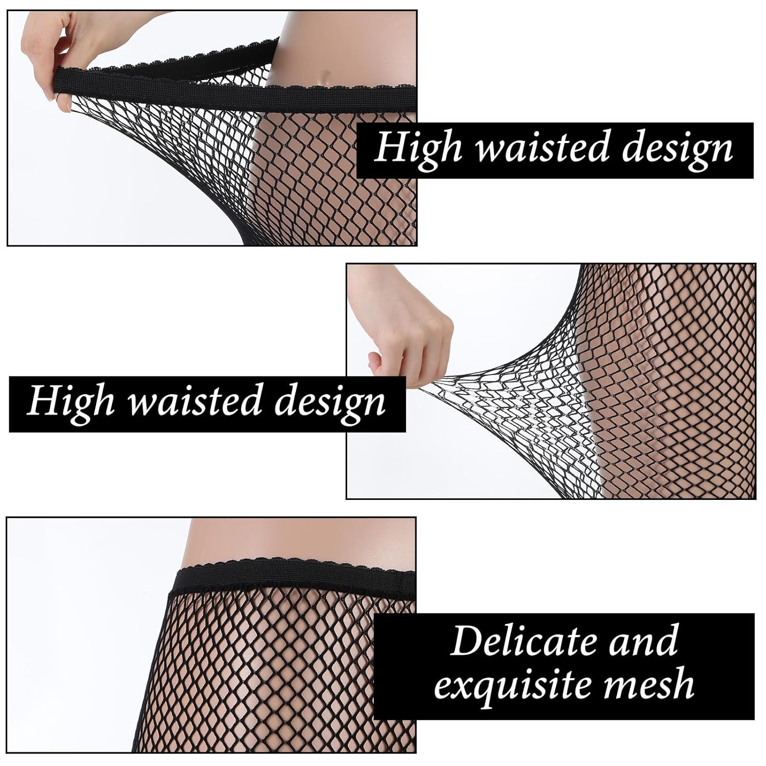 Women’s Plus Size Fishnet Stockings High Waist Stretchy Footed Tights for Women