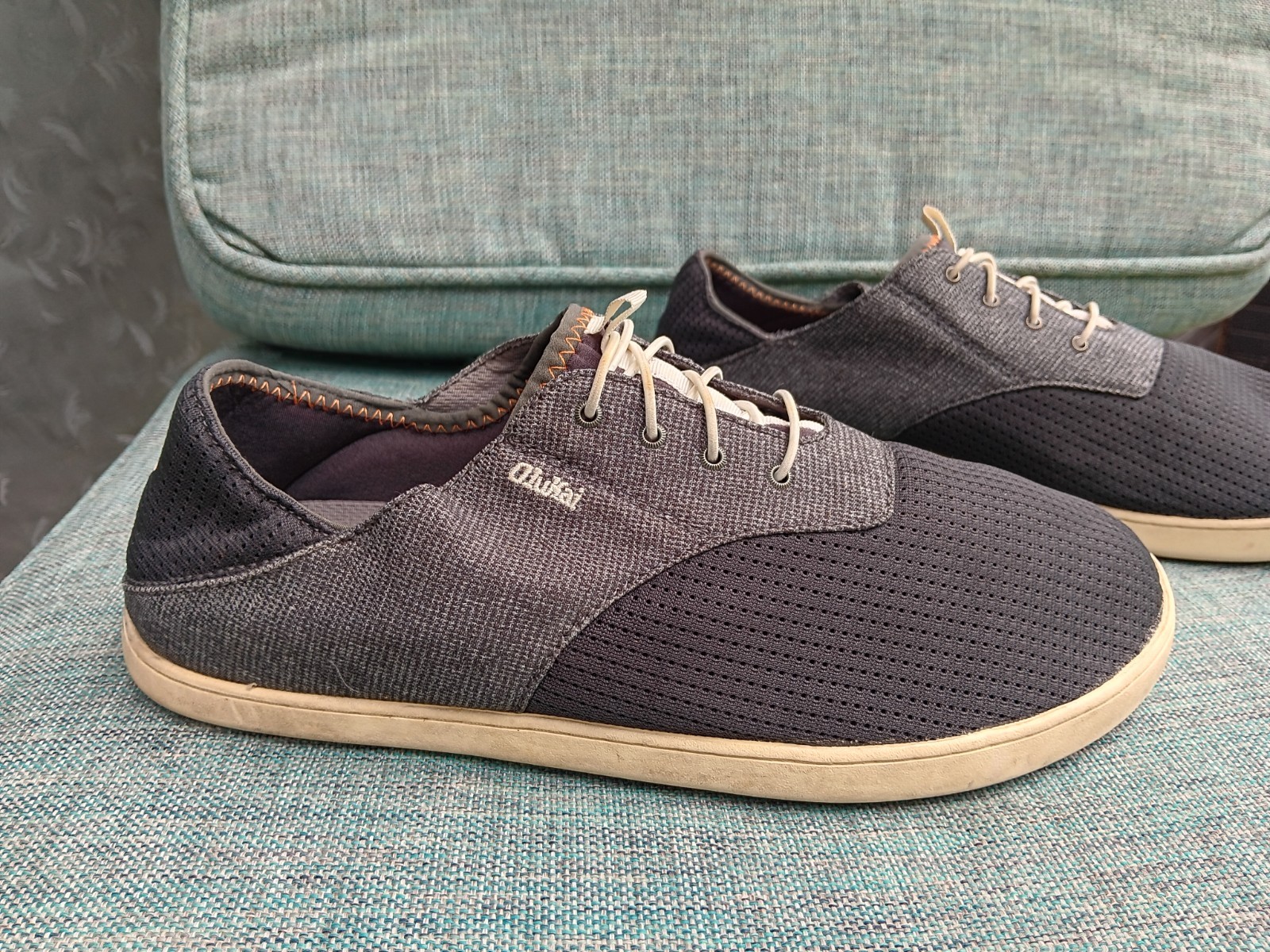 OluKai Shoes Nohea Moku Mens 11 Gray Mesh Comfort Casual Boat Beach Sneaker