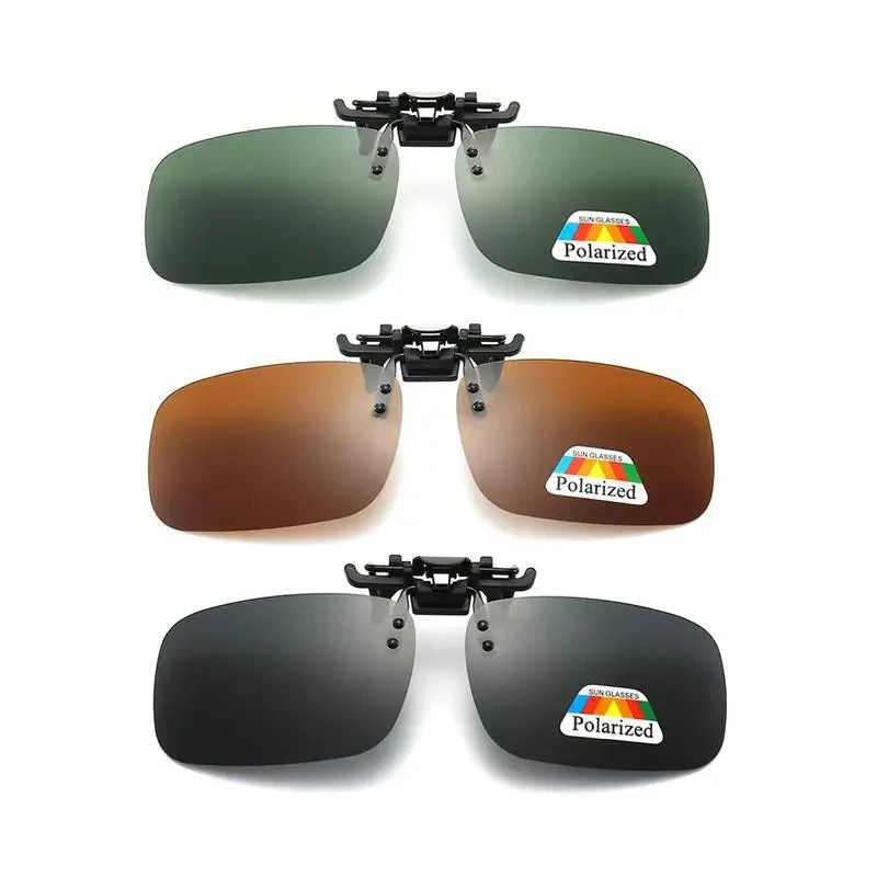 4 Color Grey Lenses Polarized Sunglasses Clip on Flip up UV 380 Driving Fishing