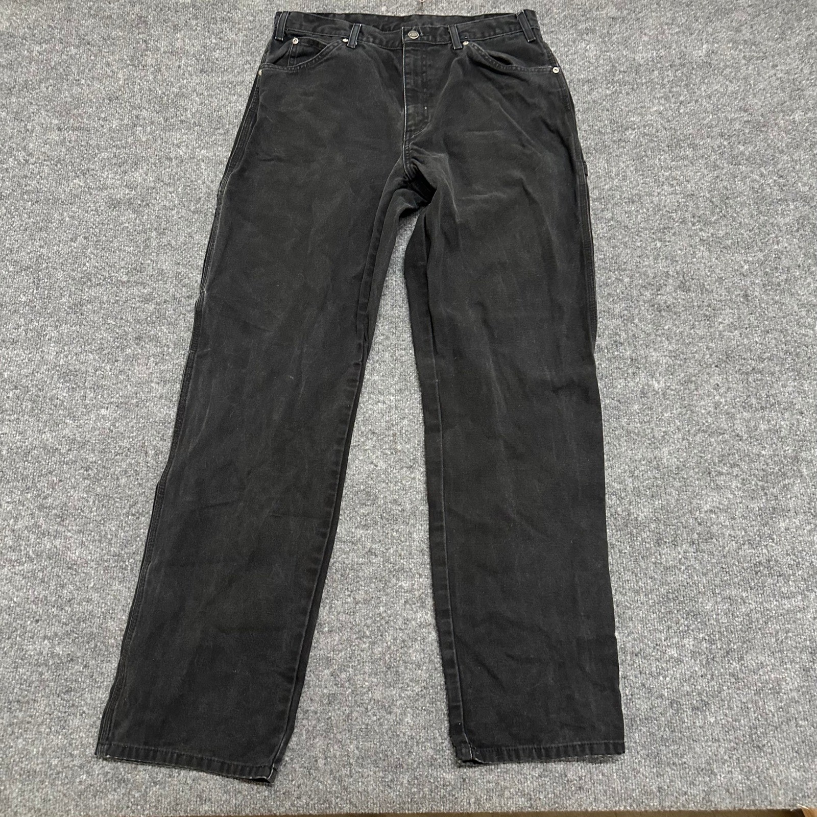 Dickies Pants Mens Size 34×32 Black Carpenter Relaxed Fit Canvas Utility