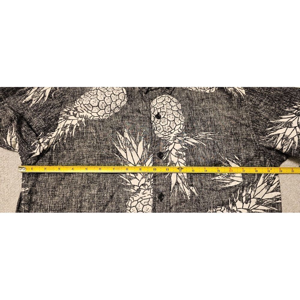 Brooklyn Cloth Button Shirt Pineapple Festival Party Boho Hawaiian Gray Cotton M
